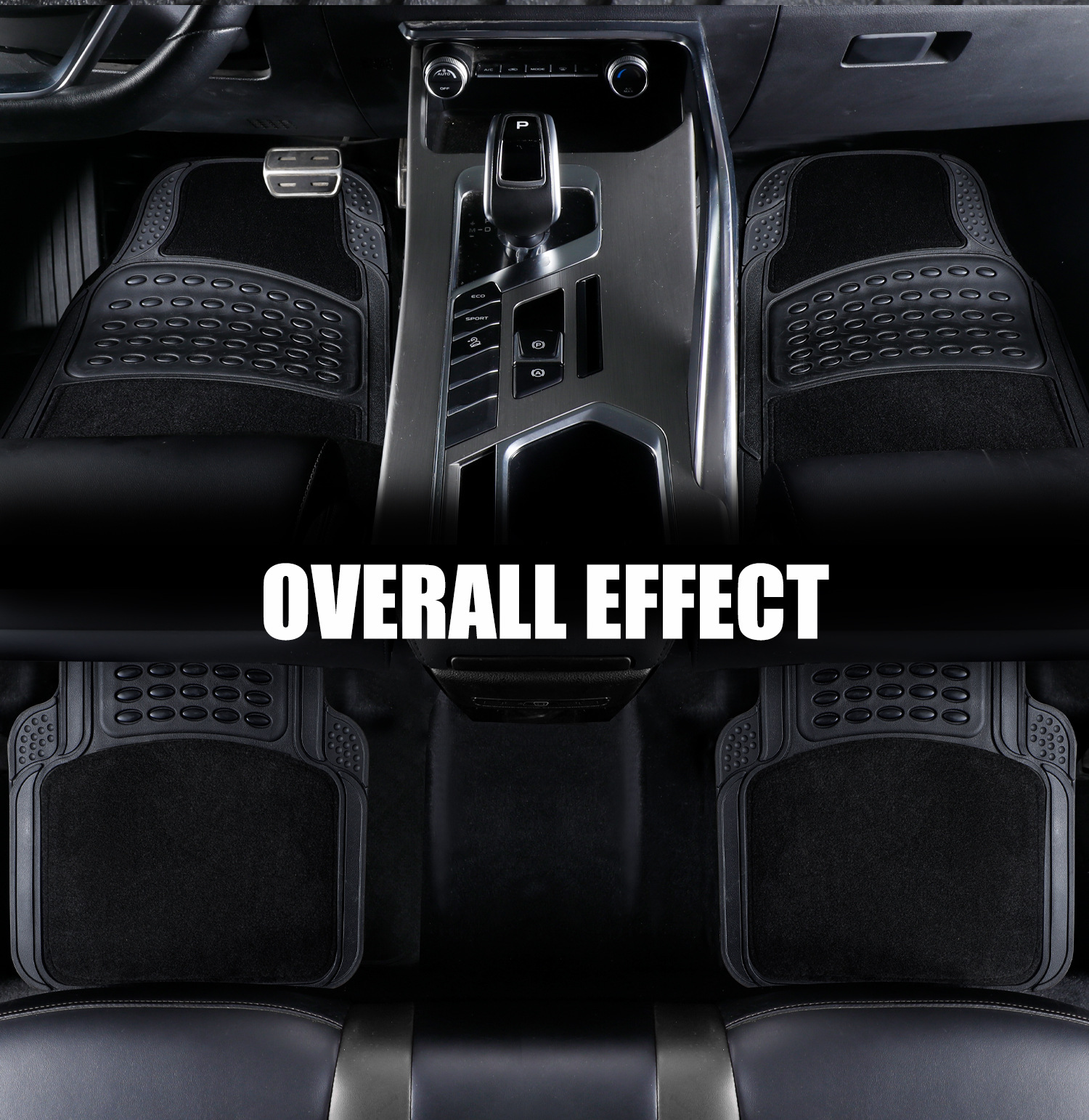 4 komada Univerzalni Auto Patosnici | Vodootporni & Izdržljivi Gumeni Patosnici za Automobile, SUV, Kamione i Kombije, Neklizajući Dizajn sa Površinom koja se Lako Čisti, Odgovara Većini Vozila, Crni, Debljina 0.5cm, Prednji & Zadnji Set (64x41cm & 41x41cm)