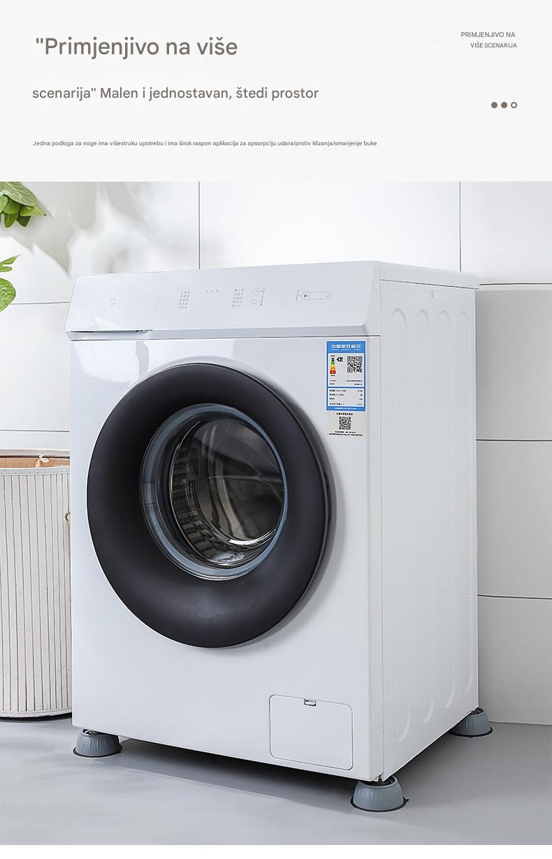 Teške neklizajuće podloge za veš mašine i nameštaj - Sivo/Crne antivibracione stabilizatore sa kompatibilnošću za bubanj/stolicu/sto/frizider, za vibracije uređaja (Izdržljive višenamenske podloge)