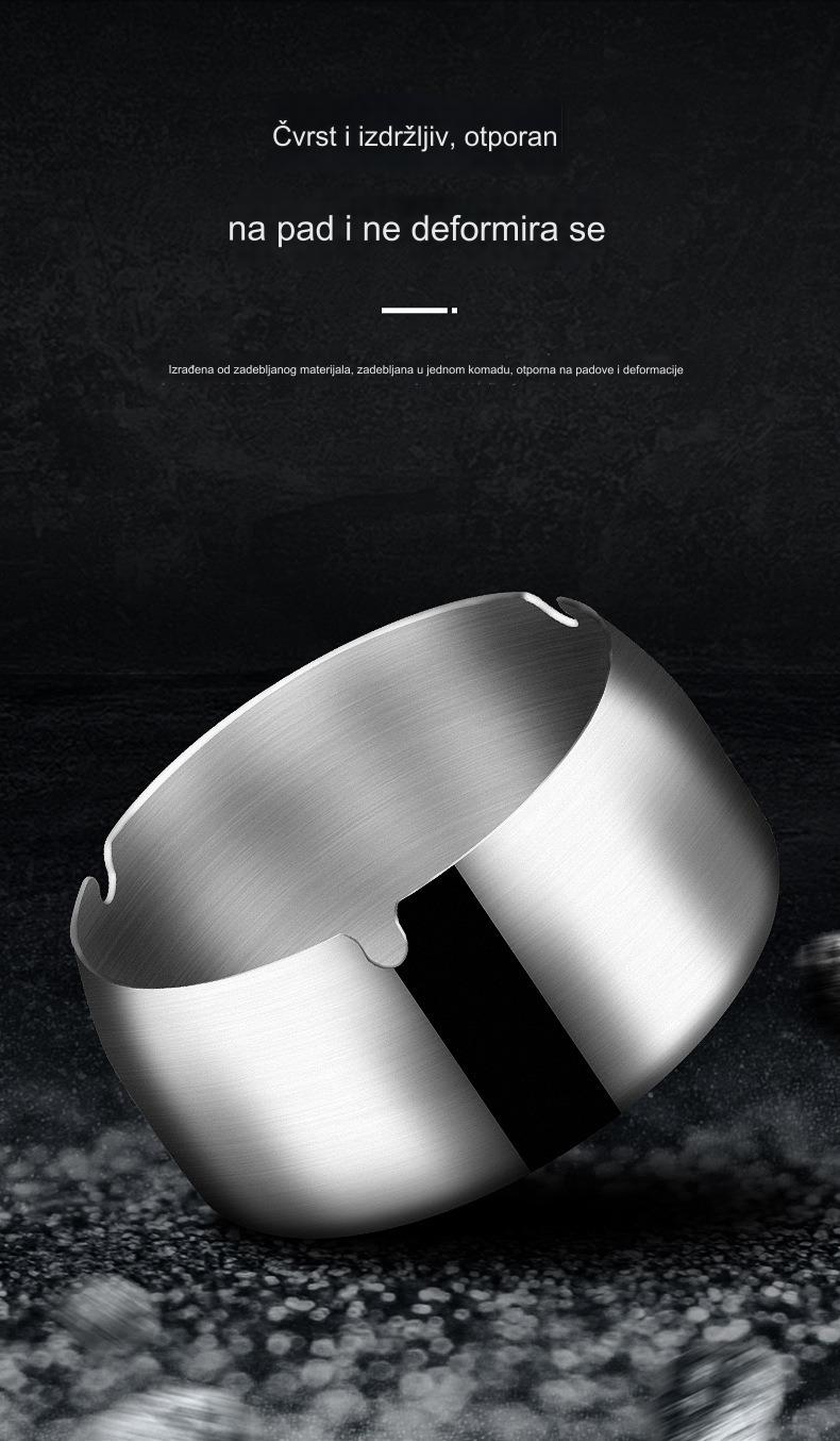 Teška vetrootporna pepeljara od nehrđajućeg čelika - sa držačem za cigarete i cigare, debela za otpornost na vetar, izdržljiva (model nije specificiran)