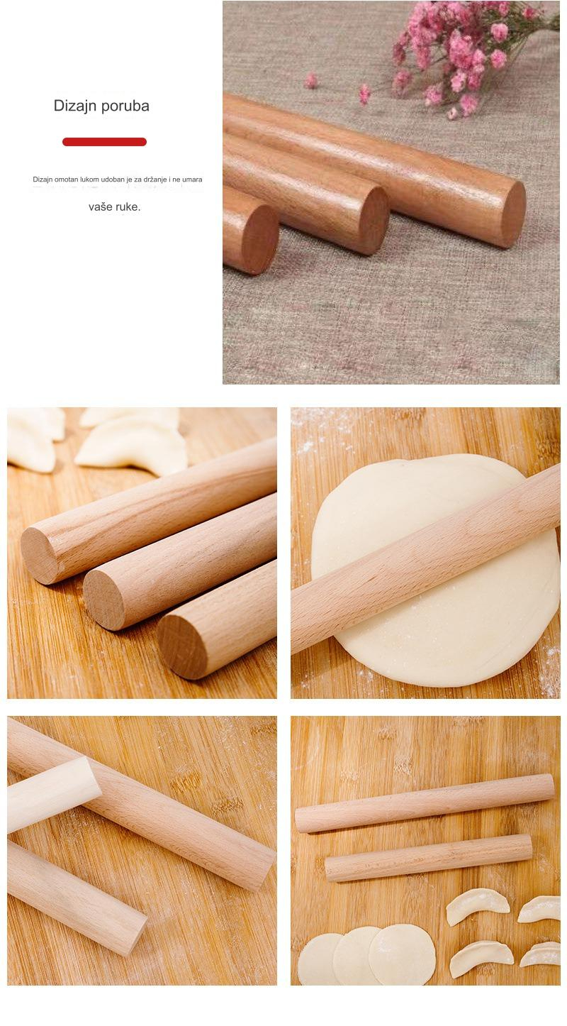 Drveni valjak za pecivo sa nelepljivom površinom i udobnom drškom | Idealan za pravljenje kolačića, testa i fondana - Napravljen od tvrdog drveta