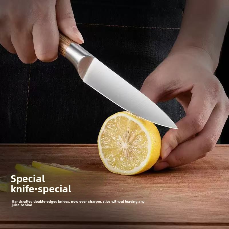 Set od 5 noževa, Set kuhinjskih noževa od visokougljeničnog nehrđajućeg čelika, Ultra oštar set sa blokom za noževe