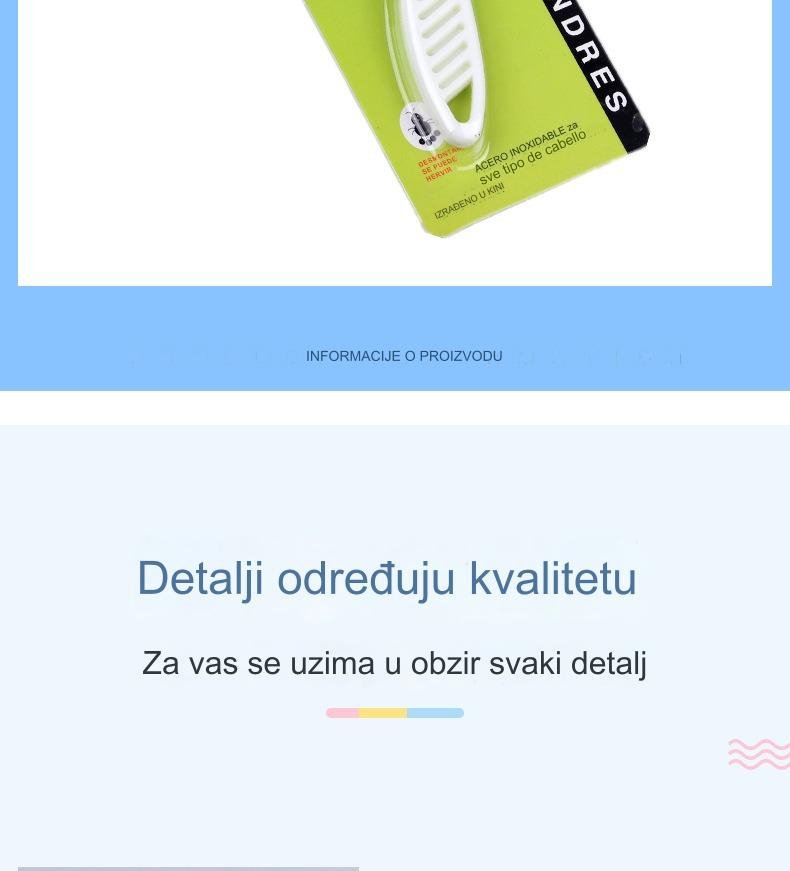 Profesionalni češalj za pse za uklanjanje buva i krpelja sa čeličnim iglama koje se ne zapetljavaju & gumiranom drškom koja ne klizi - Snažan ubica parazita, za osetljive svetlo bež, štenad & pse