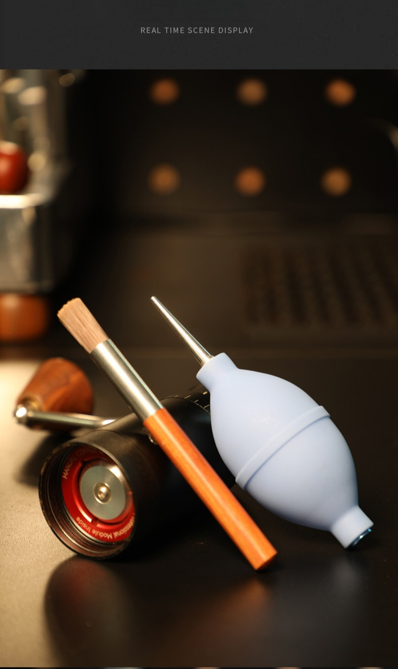 Ručni komplet za duvanje kafe pogodan za mašine i mlinove za kafu - Prenosivi duvač sa balonskom četkom za čišćenje prašine, kompaktni dodatak za održavanje espresso mašina, čišćenje mlinova, nega uređaja