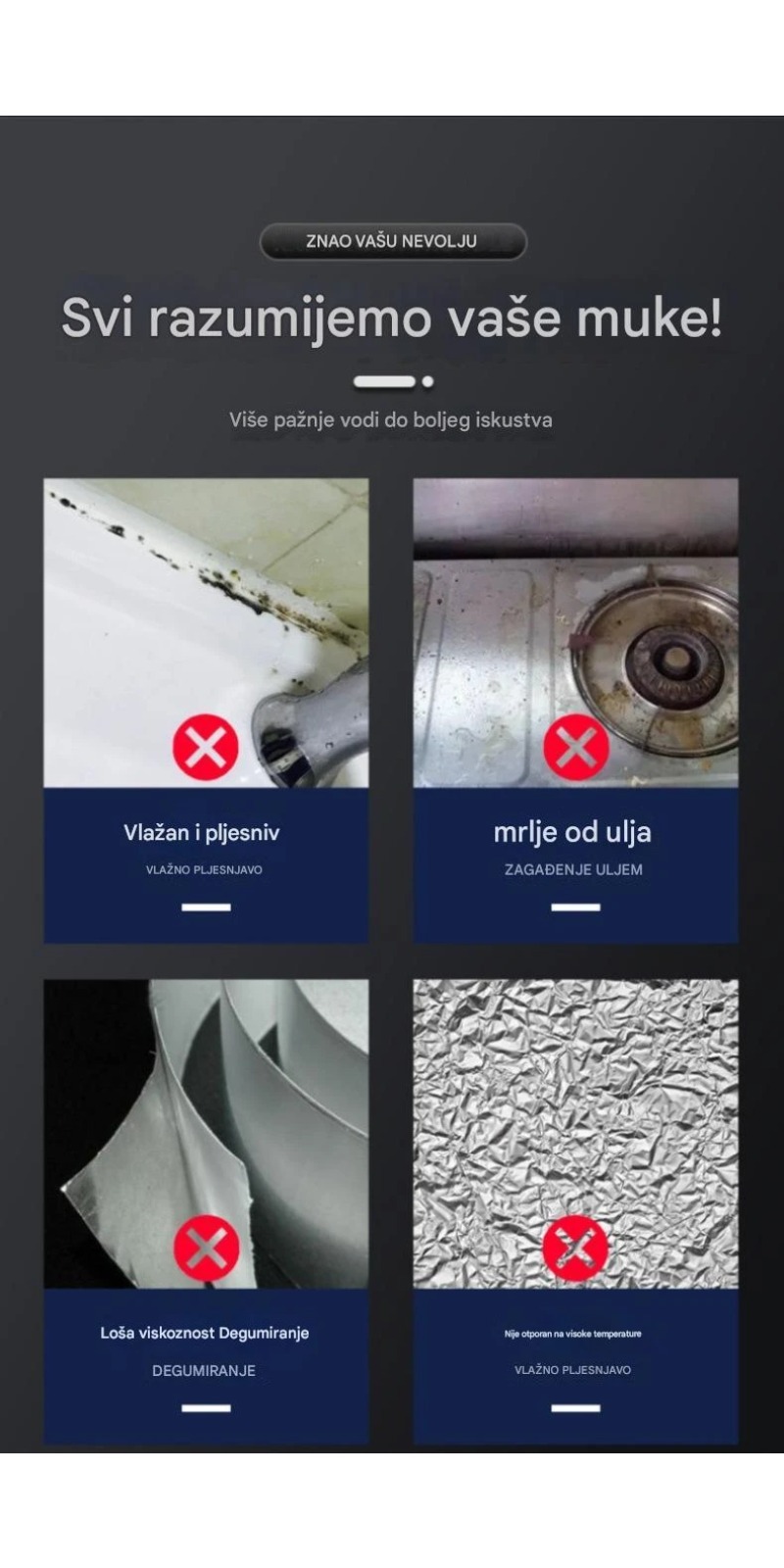 Teška aluminijumska traka - Debeli sloj, nepropusna za šporet, plesan i ulje - Laka primena za krovove, zidove, podove - Izdržljiva za spoljnu i unutrašnju upotrebu (kuhinja, kupatilo, tavan) - Pogodna za šporete, kanale