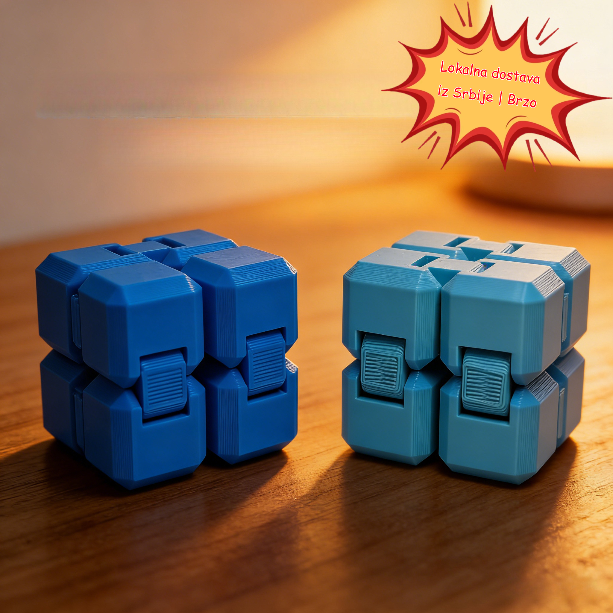 3D štampana beskonačna kocka igračka za nervozu, pogodna za - prenosiva kocka slagalica za prste sa srednjim izazovom, senzorna za opuštanje, plava kocka za olakšanje, kompaktna za mozak