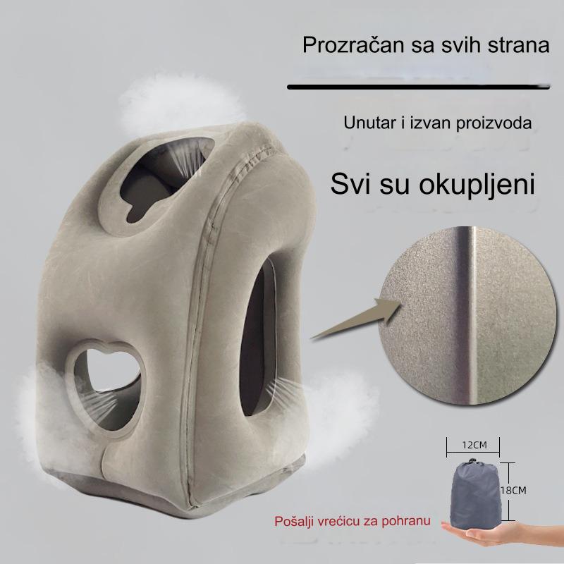 Jastuk na naduvavanje - za putovanja i kućnu upotrebu, podesiva čvrstoća sa naduvavanjem/istiskivanjem jednim dodirom, prenosivi kompaktan dizajn, vazduh za kampovanje, kancelariju, krevet - Crveni (Nije potrebna pumpa, izdržljiv i lagan), kancelarija