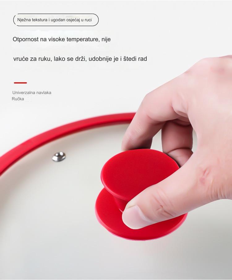 Silikonska poklopac za šerpu sa drvenom ručkom otpornom na toplotu i poklopcem od nerđajućeg čelika | Izdržljiv kuhinjski pribor za kuvanje, neelektrični rad