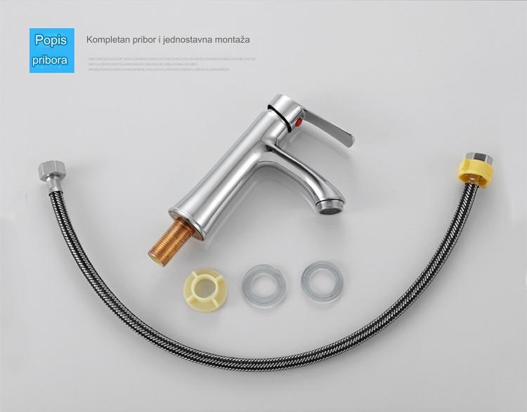 Jednoručna slavina za lavabo sa mešalicom za toplu i hladnu vodu - rotaciona ručka, hromirana završna obrada, evropski navoj, izdržljiva konstrukcija za kupatilo, kuhinju ili pomoćni sud - jednostavna instalacija, dizajn koji štedi prostor
