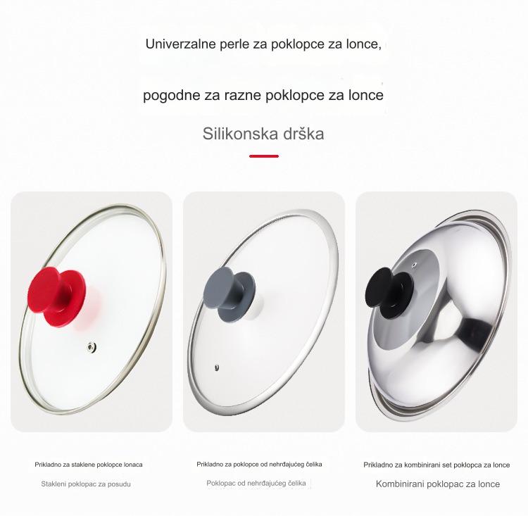 Silikonska poklopac za šerpu sa drvenom ručkom otpornom na toplotu i poklopcem od nerđajućeg čelika | Izdržljiv kuhinjski pribor za kuvanje, neelektrični rad