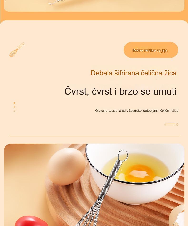 Ručni mikser za jaja od nerđajućeg čelika sa ergonomskom ručkom i odvojivom glavom za mućenje - Izdržljivi ručni mikser za jaja, kremu, bazu od nerđajućeg čelika 304 - Kuhinja laka za čišćenje za pečenje, kuvanje, kampovanje i piknike - Izdržljiv i higijenski dizajn