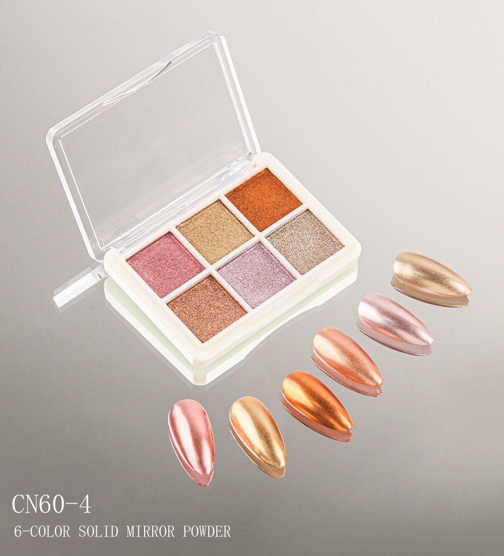Set lakova za nokte sa šljokicama u 6 boja | Metalik čvrsti pigment u prahu za manikir, trendi Ins stil