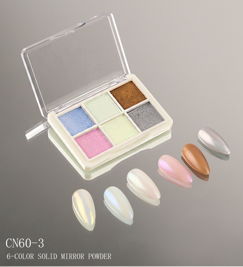 Set lakova za nokte sa šljokicama u 6 boja | Metalik čvrsti pigment u prahu za manikir, trendi Ins stil