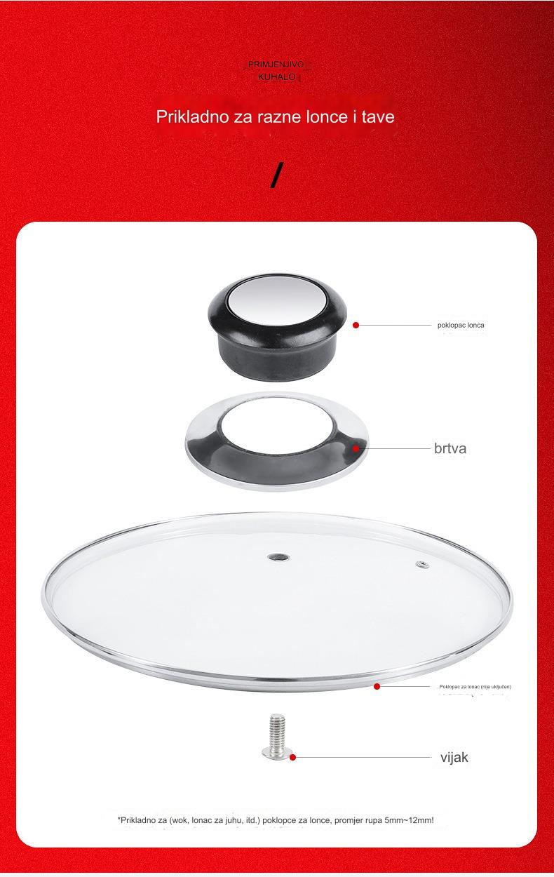 Perle za poklopac od nerđajućeg čelika | Univerzalna ručka za poklopac šerpe sa staklenim poklopcem i dodacima za perle