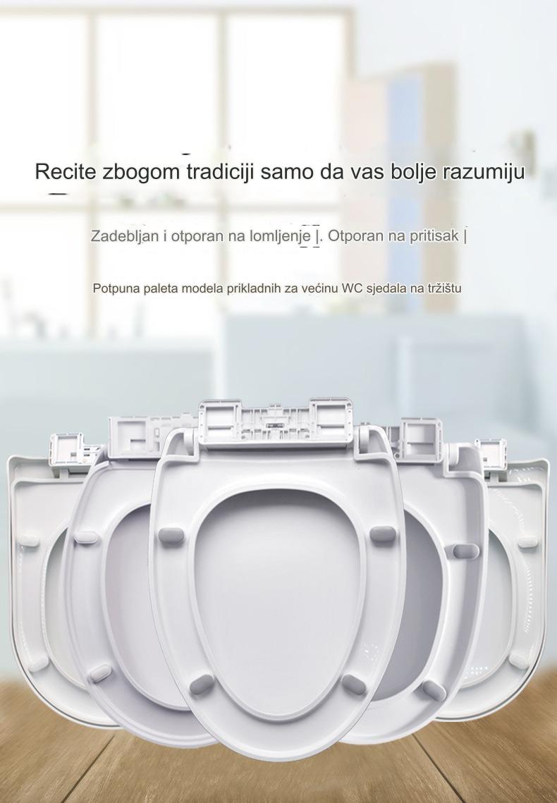 Teška poklopac za WC sa zadebljanim protivkliznim prstenom - Mekani jastučić od smole, lako se čisti u beloj/crnoj/bež/smeđoj boji, dizajn sa prednjim otvaranjem za WC šolju (odgovara većini standardnih WC-a) - Nadogradnja kupatila