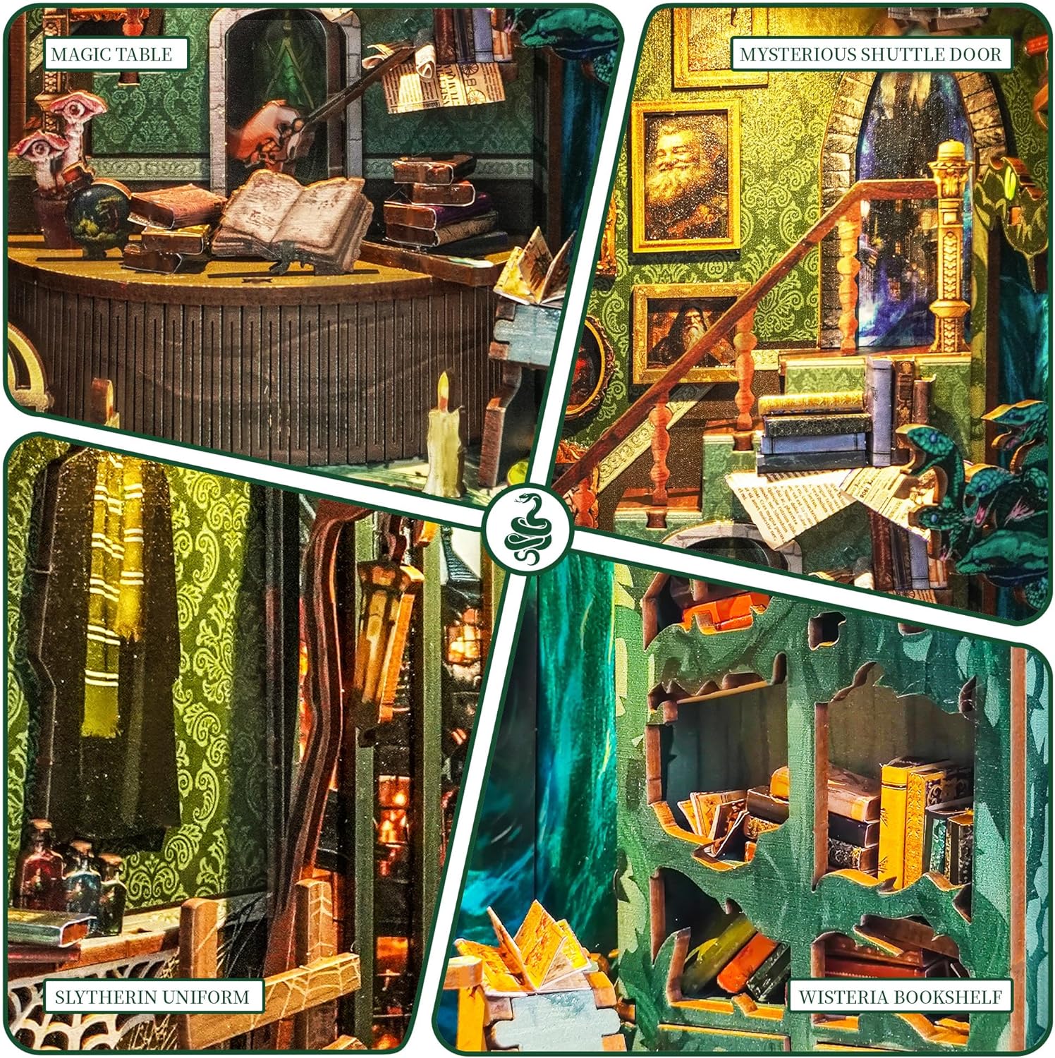 Kompleti za kutak za knjige za odrasle - Napravite svoj vlastiti minijaturni umetak za policu za knjige sa LED osvetljenjem, maštoviti kompleti za izradu knjižnog kutka, dekoracija sobe za fantazijsku tavern dioramu, savršen poklon za ljubitelje knjiga, kutak čuda i knjiga.