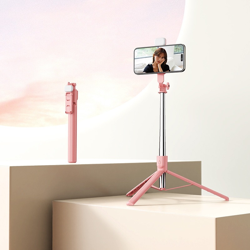 Prenosivi držač za telefon sa -tres tronožcem, kompatibilan sa daljinskim upravljačem i dodatnom svetlošću za pametne telefone - selfi štap, live strimovanje, vlogovanje, fotografski dodatak