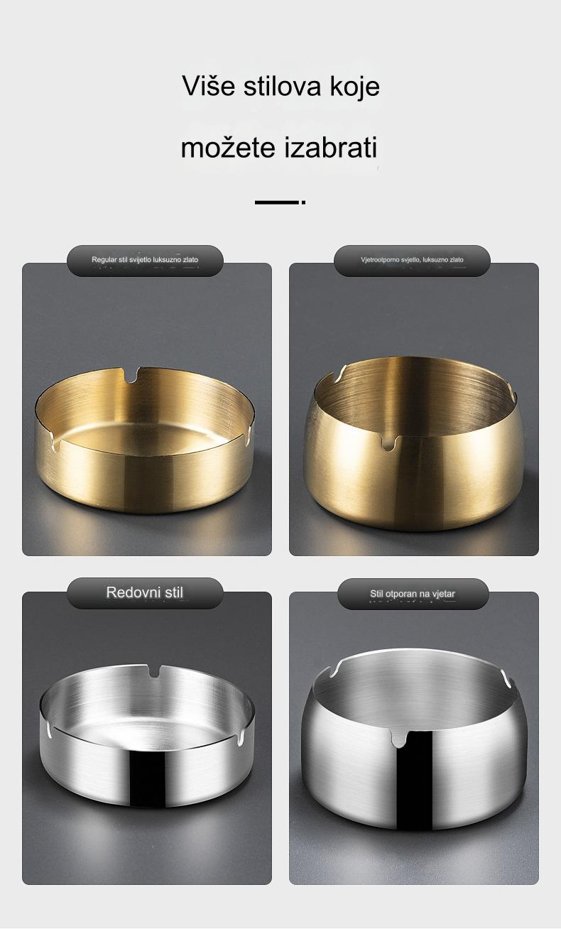 Teška vetrootporna pepeljara od nehrđajućeg čelika - sa držačem za cigarete i cigare, debela za otpornost na vetar, izdržljiva (model nije specificiran)