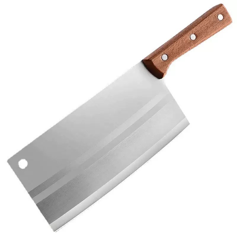 Vrhunski kuhinjski sekač sa crnom drvenom drškom i sečivom od nerđajućeg čelika, omiljen među profesionalcima za sečenje povrća i mesa.