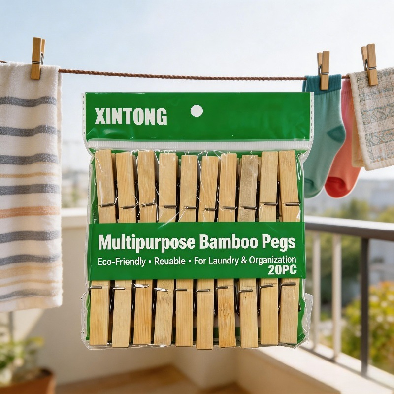 Paket od 20 izdržljivih bambusovih štipaljki sa oprugom i drvetom, pogodnih za veš, rukotvorine, vešanje peškira, fotografija - Štipaljke sa oprugom za spoljašnju upotrebu, prikaz peškira i fotografija, bambusove drvene štipaljke, štipaljke za veš