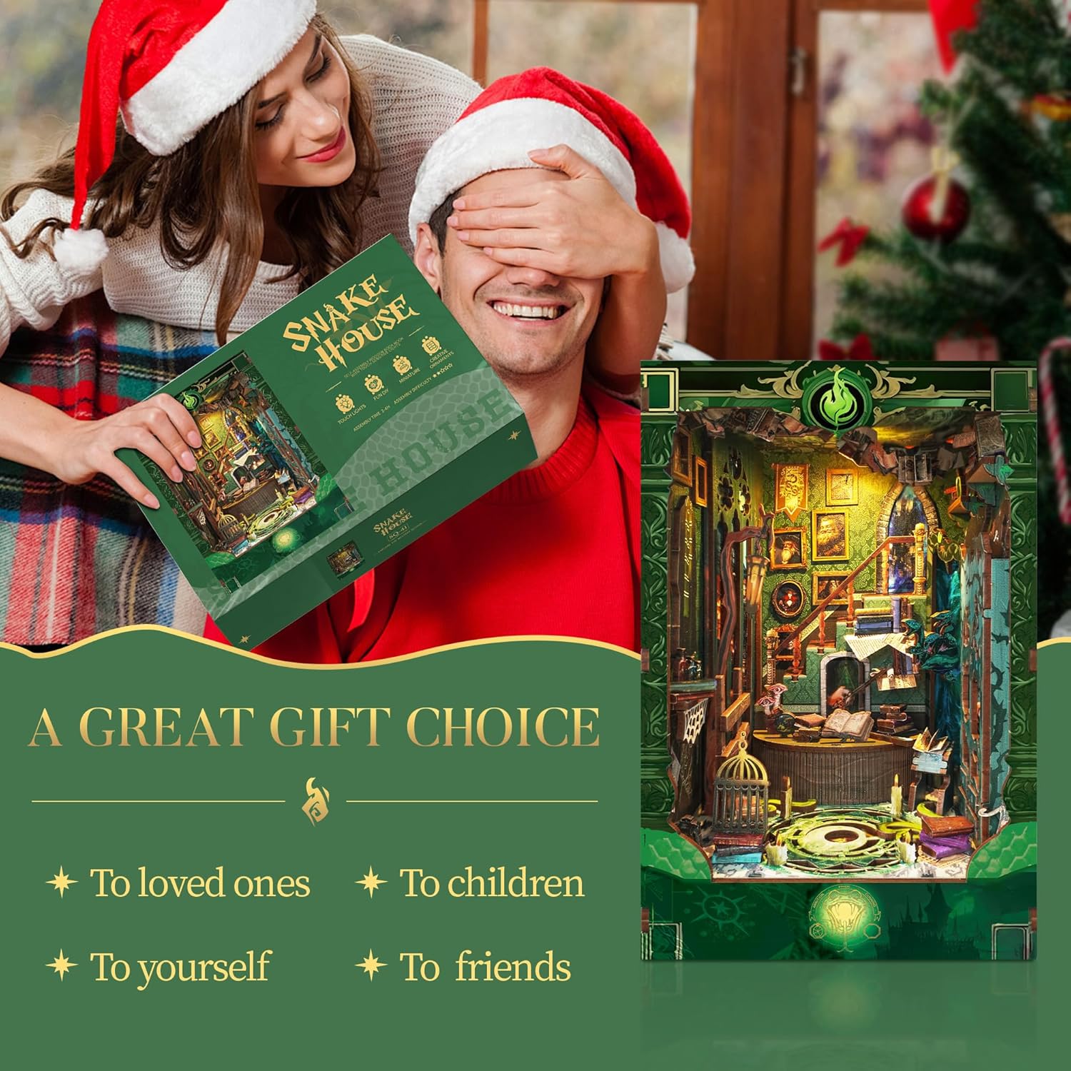 Kompleti za kutak za knjige za odrasle - Napravite svoj vlastiti minijaturni umetak za policu za knjige sa LED osvetljenjem, maštoviti kompleti za izradu knjižnog kutka, dekoracija sobe za fantazijsku tavern dioramu, savršen poklon za ljubitelje knjiga, kutak čuda i knjiga.