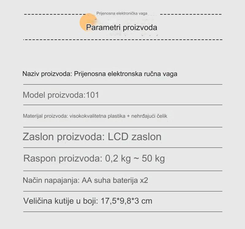 50kg/110lbs Digitalna Ručna Elektronska Vaga sa Kukom - Prenosiva Kuhinjska Vaga sa LCD Ekranom, Funkcijom Tare & Zadržavanje, Konverzija Jedinica (kg/lbs/oz/g/ml), Napajanje na Baterije (Baterije Nisu Uključene) za Kuću, Putovanja, Kampovanje, Prtljag, Namirnice