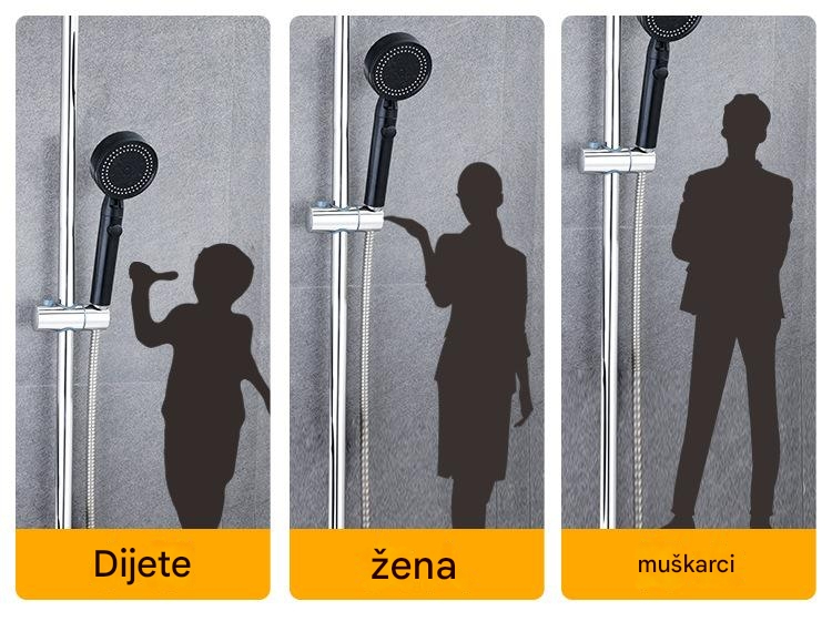 304 Šipka za tuš od nerđajućeg čelika, zidna klizna šipka za kupatilo sa podesivim držačem glave tuša i deljenim nosačem za tuš