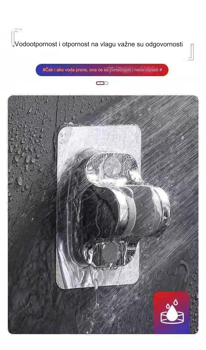 Držač za tuš glavu bez bušenja - Podesivi zidni nosač kompatibilan za ručne tuš sisteme, montaža bez bušenja, jednostavna i besplatna instalacija, organizator za kupatilo (zidni nosač za ručni tuš)