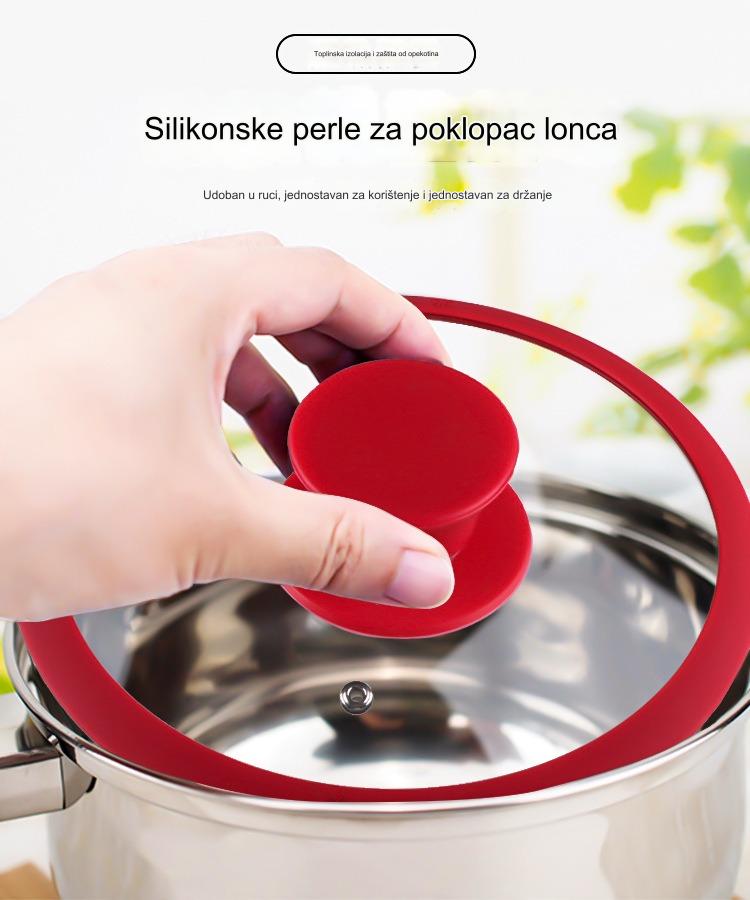 Silikonska poklopac za šerpu sa drvenom ručkom otpornom na toplotu i poklopcem od nerđajućeg čelika | Izdržljiv kuhinjski pribor za kuvanje, neelektrični rad