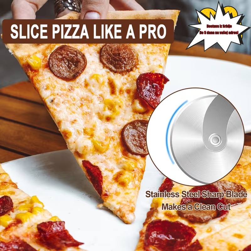 Neophodan za pečenje! Vredan rezač za picu od nerđajućeg čelika, sekač sa točkom, siguran nož za sečenje bez napora, alat za pečenje za kućnu kuhinju