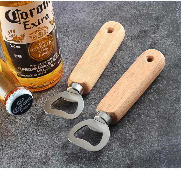 Robustni otvarač za flaše piva sa drvenom drškom - Ručni mehanizam za otvaranje za bar, piknik, kampovanje, zabave - Izdržljiv i higijenski dizajn
