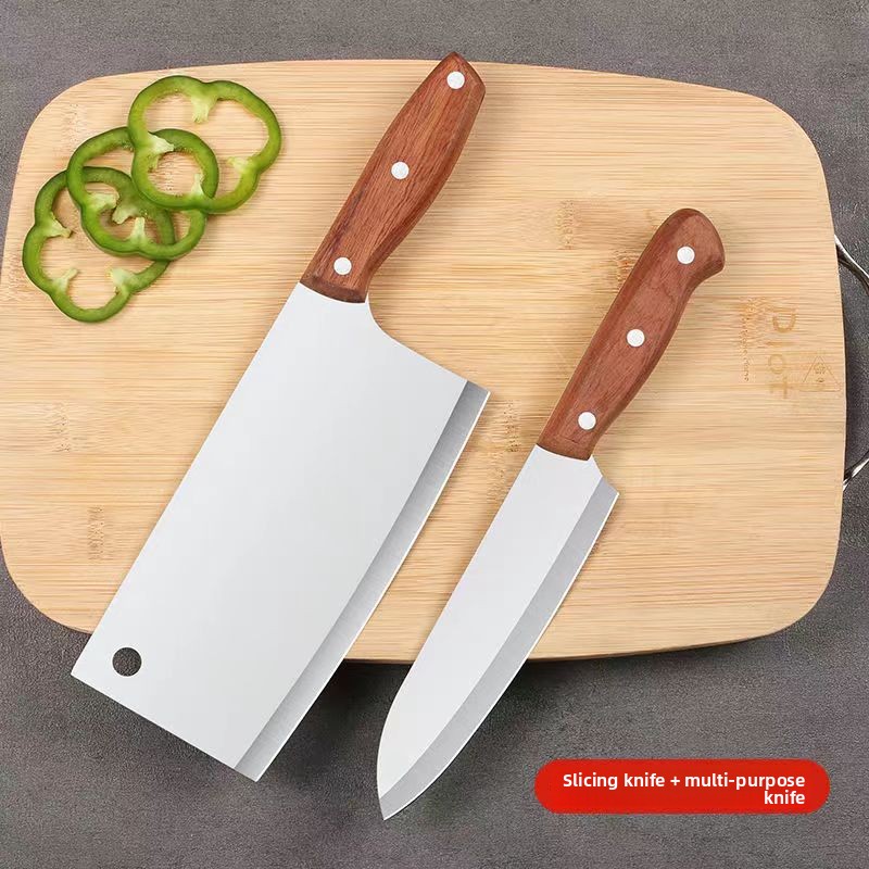 Set od 2 komada kvalitetnog kuvarskog noža, od nerđajućeg čelika, za kućnu upotrebu, za korišćenje u rekama i jezerima, za ulične prodavce, pokloni, za seckanje mesa (2 komada), sečenje kriški povrća, kralj noževa za dud