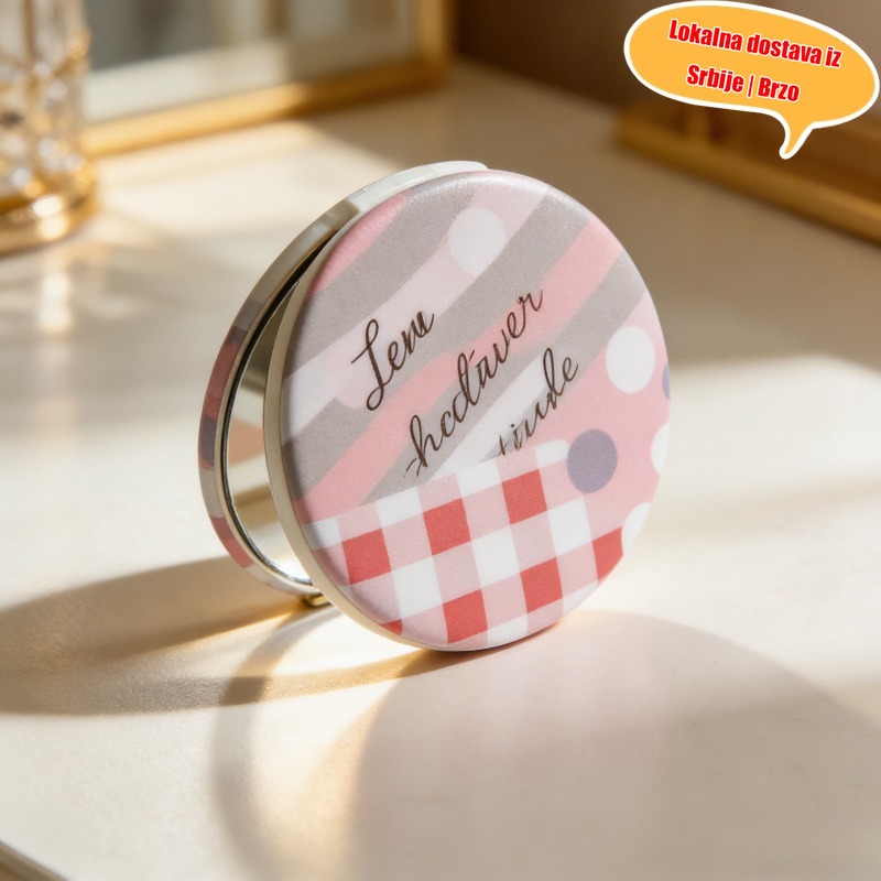 Mini dvostrano sklopivo ogledalo za šminkanje sa slatkim dezenima, prenosivo za popravke šminke na putovanjima