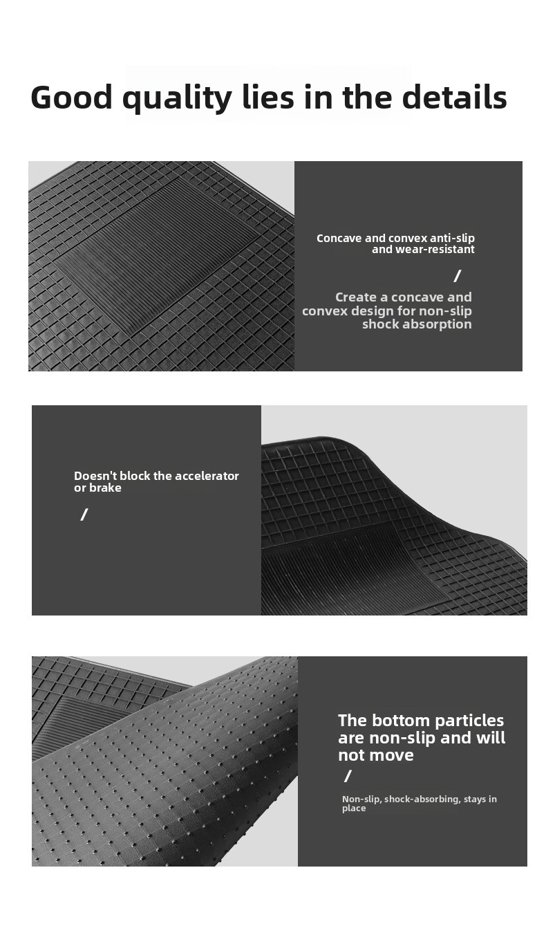 4 komada univerzalnih podnih prostirki za automobile - izdržljive PVC, neklizajuće i lako za čišćenje, pogodne za limuzine i SUV vozila, za sve sezone: proleće, leto, jesen i zima