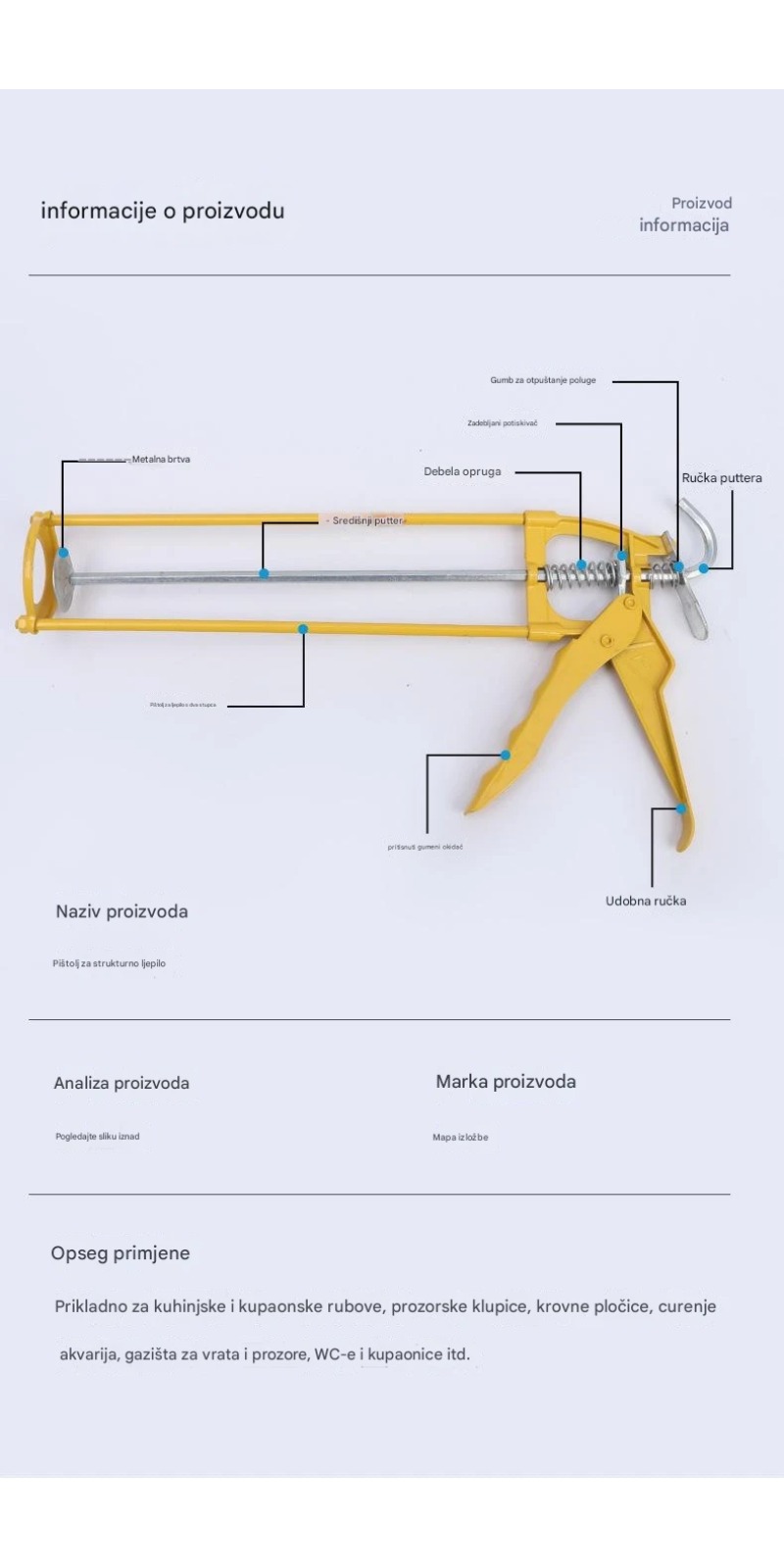 Ručna multifunkcionalna pištolj za fugiranje sa podesivim nastavkom - za teške uslove, lepak i brtvilo za prozore, kade - kompatibilan sa lepkom, fugom, za renoviranje i dekoraciju doma (bez baterija)