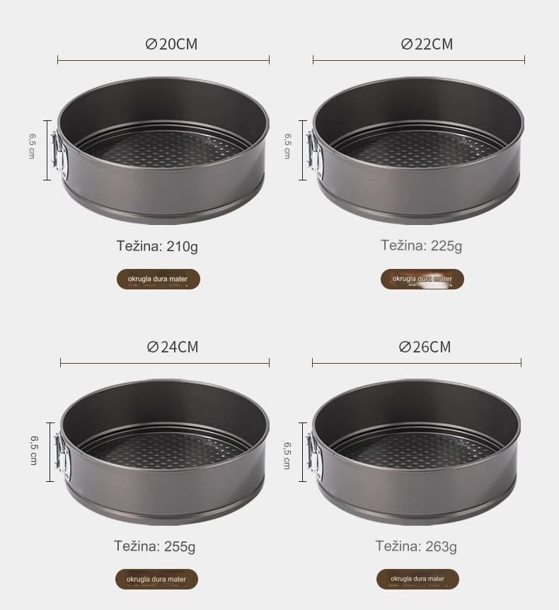 Podebljani kalupi za torte od ugljeničnog čelika sa uklonjivim dnom za šifon i mus torte, Pravljenje Deserta,Precizni kalupi,Elegantna posuda za pečenje,Izdržljivi pribor za pečenje,Tepsija za mus,Kalup za Bundt tortu,Profesionalne kuhinje