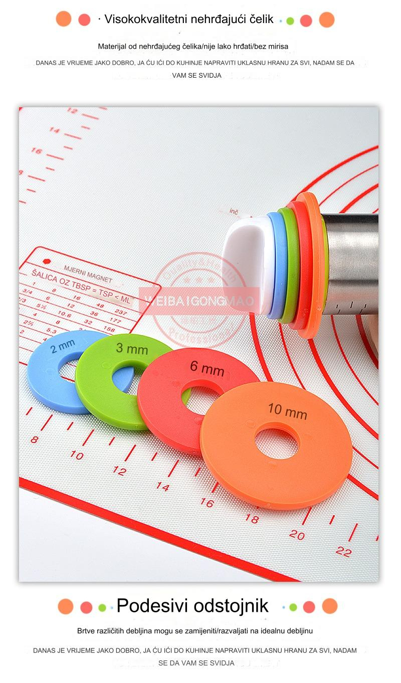 43,18 cm Podesivi Valjak od Nerđajućeg Čelika sa Oznakama za Debljinu (mm/cm) - Robusni Valjak za Tijesto za Pečenje, Peciva, Kora za Pite, Pizzu i Kolačiće - Nelepljiv, Izdržljiv za Profesionalne Pekare