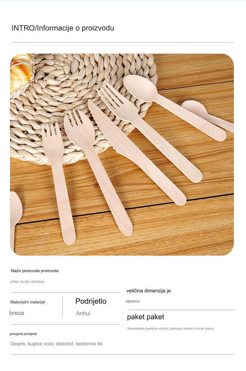 Drveni pribor - Održivi jednokratni štapići, viljuške, kašike za žurke, piknike, roštilje, događaje - Kompostabilni pribor (Velike narudžbine su dobrodošle)