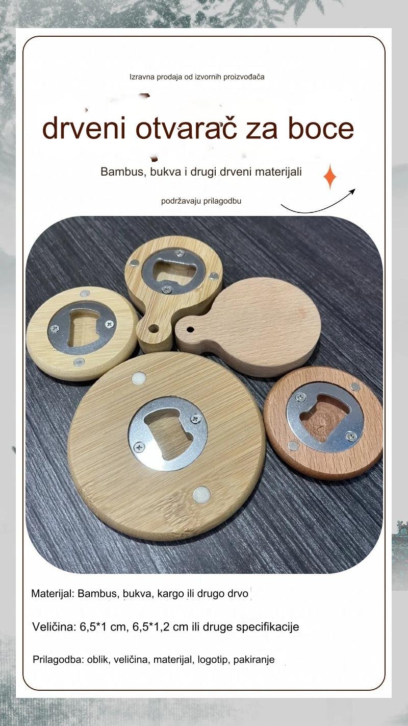 Oli magnetni otvarač za pivo u bočici sa ručkom napravljene od Shinan i bukovog drveta.
