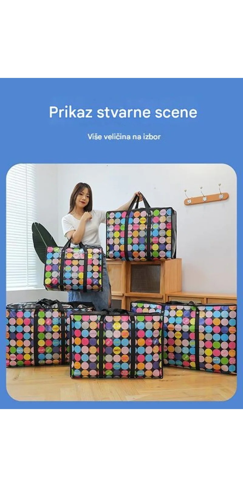 Velika vodootporna torba od netkanog materijala sa rajsferšlusom i prenosivom ručkom - Izdržljiva ovalna torba za selidbu, knjige, odeću, sezonske stvari - Trajna prenosiva kutija za putovanja, pakovanje (Kompatibilna sa)