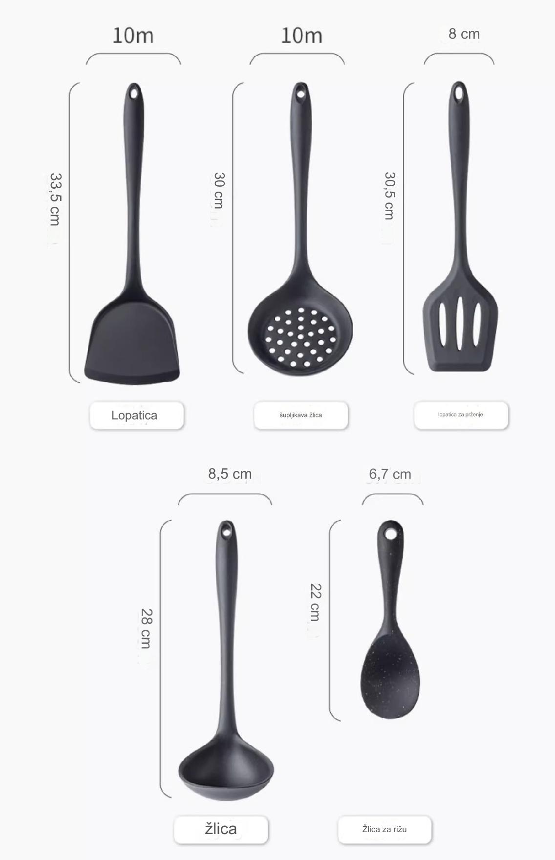 Set silikonskih lopatica otpornih na toplotu, nelepljivih, sa ergonomskom drškom i rupom za kačenje - Izdržljivi set kuhinjskog pribora, crveni i dizajn, neklizajuća drška, pogodno za pranje u mašini za sudove - Uključuje lopaticu za prženje, lopaticu sa rupama, okretanje, kašiku, strugač - Idealno za prženje