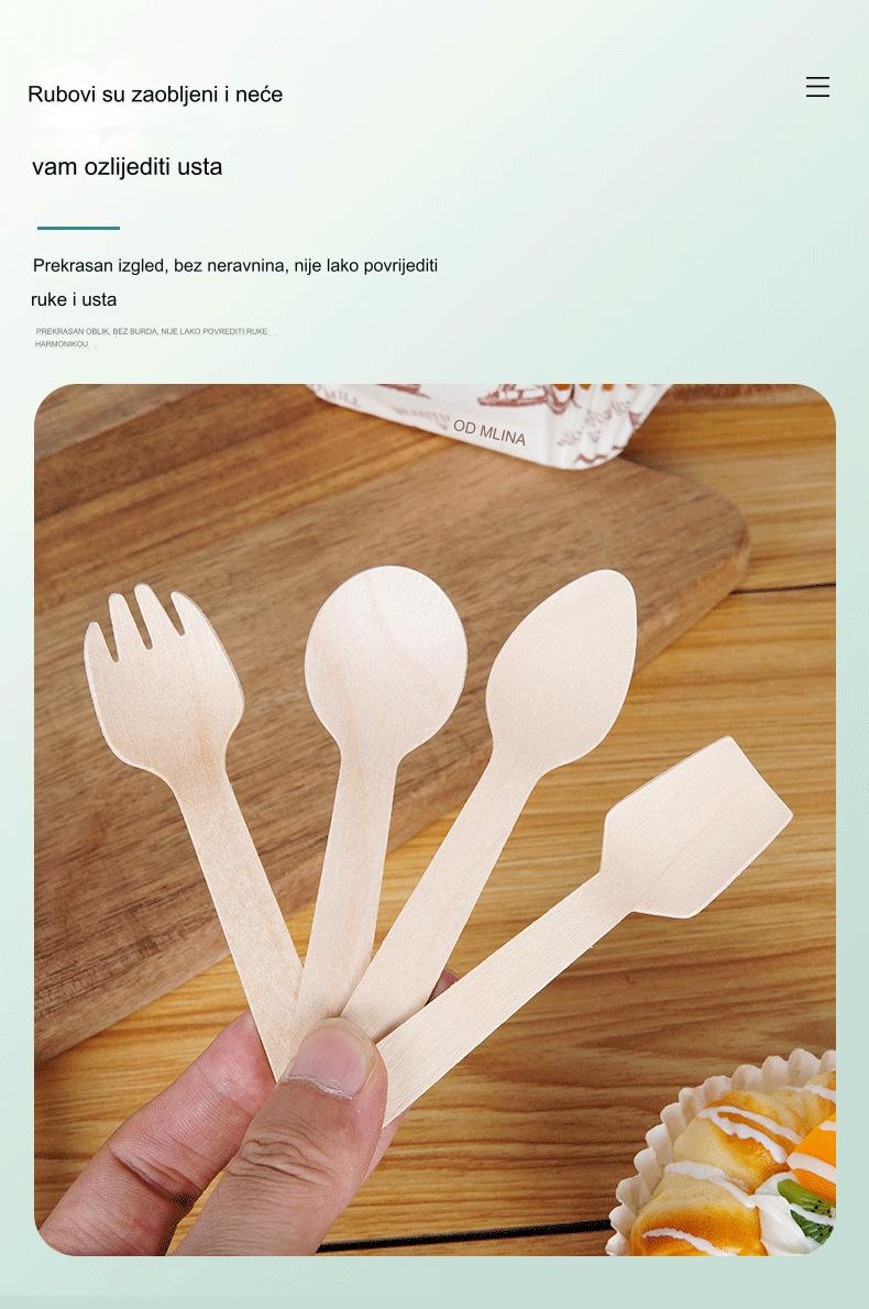 Drveni pribor - Održivi jednokratni štapići, viljuške, kašike za žurke, piknike, roštilje, događaje - Kompostabilni pribor (Velike narudžbine su dobrodošle)