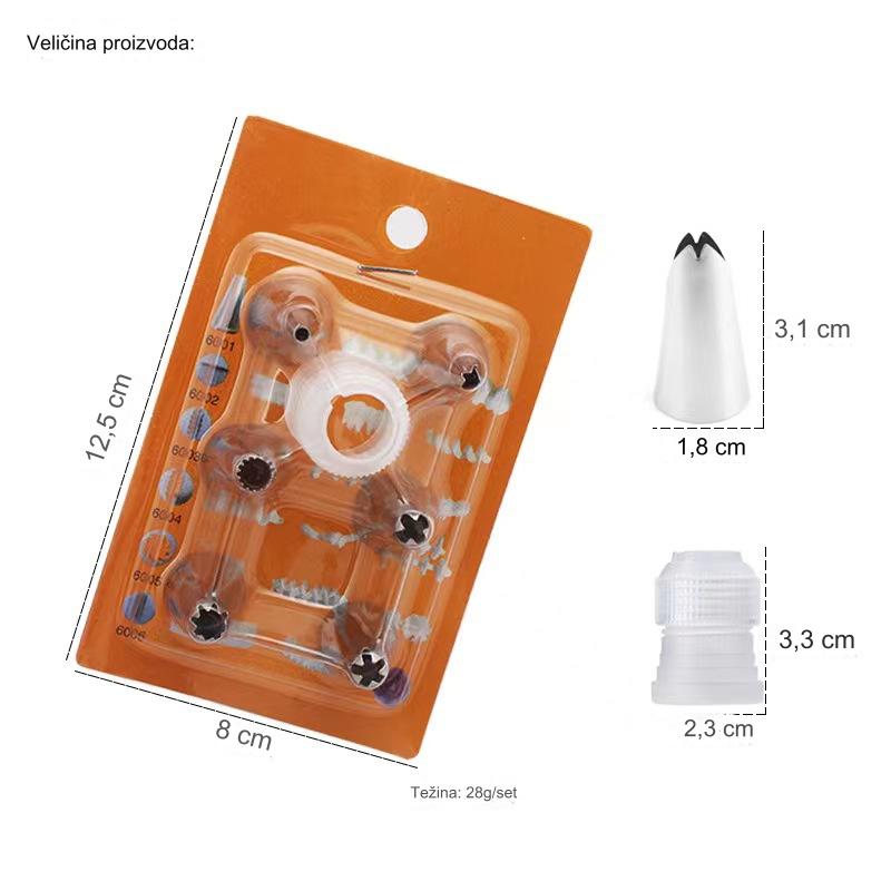 Profesionalne i pekarske špricice za dekoraciju - Nerđajući čelični vrhovi za glazuru sa organizatorom za kartice, set sa više vrhova za dekoraciju kolača (zvezda, krug, list, cvet) - Izdržljiv 304 čelik za alate za dekoraciju kolača za hobiste i profesionalne pekare