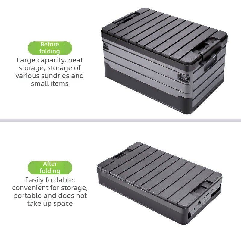 Kutija za skladištenje velikog kapaciteta od 60L, sklopiva, pogodna za organizator gepeka automobila, sklopivi organizator za automobil sa izdržljivim sklopivim, štedljivim sistemom polica za SUV, enterijer vozila (bez potrebe za modifikacijom)