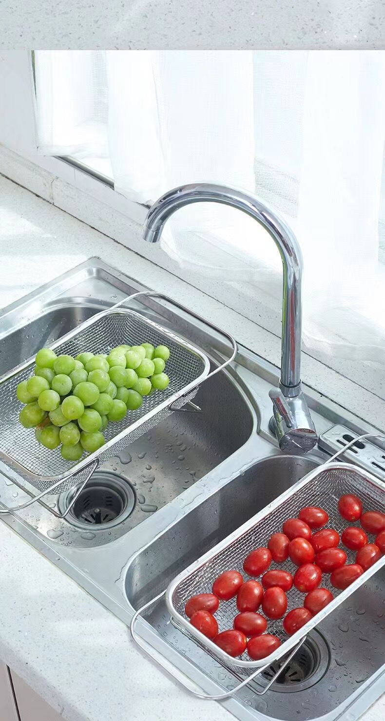 Uvlačiva korpa za odvod sudopere od nerđajućeg čelika | Bezbedna za mašinu za pranje sudova, kuhinjska polica za skladištenje koja štedi prostor