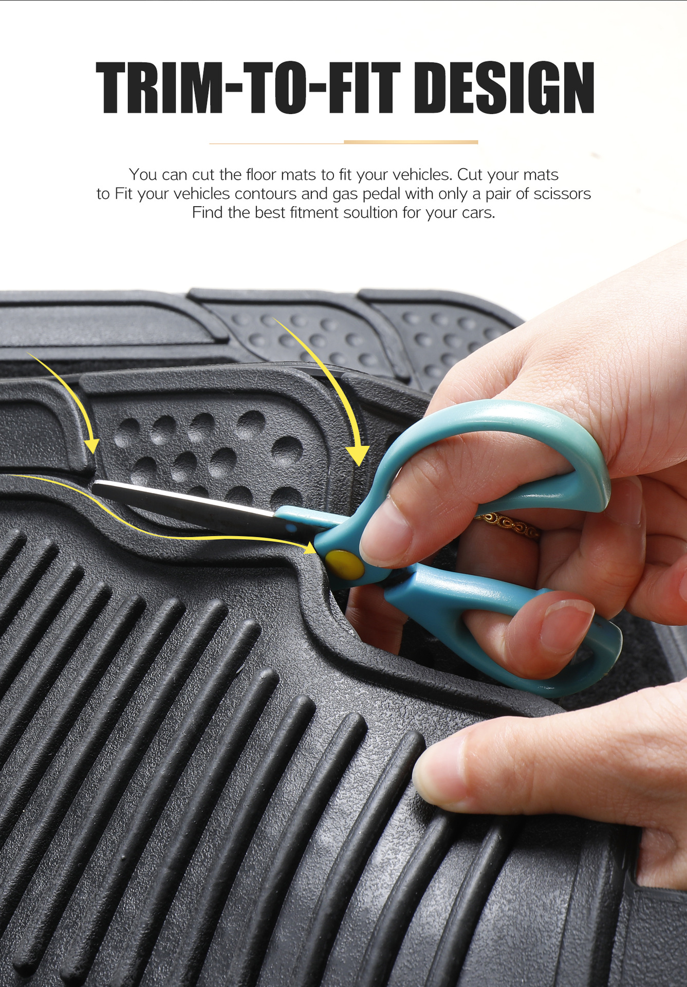 4 komada Univerzalni Auto Patosnici | Vodootporni & Izdržljivi Gumeni Patosnici za Automobile, SUV, Kamione i Kombije, Neklizajući Dizajn sa Površinom koja se Lako Čisti, Odgovara Većini Vozila, Crni, Debljina 0.5cm, Prednji & Zadnji Set (64x41cm & 41x41cm)