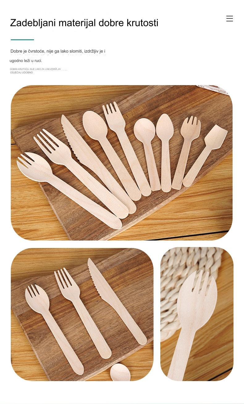 Drveni pribor - Održivi jednokratni štapići, viljuške, kašike za žurke, piknike, roštilje, događaje - Kompostabilni pribor (Velike narudžbine su dobrodošle)