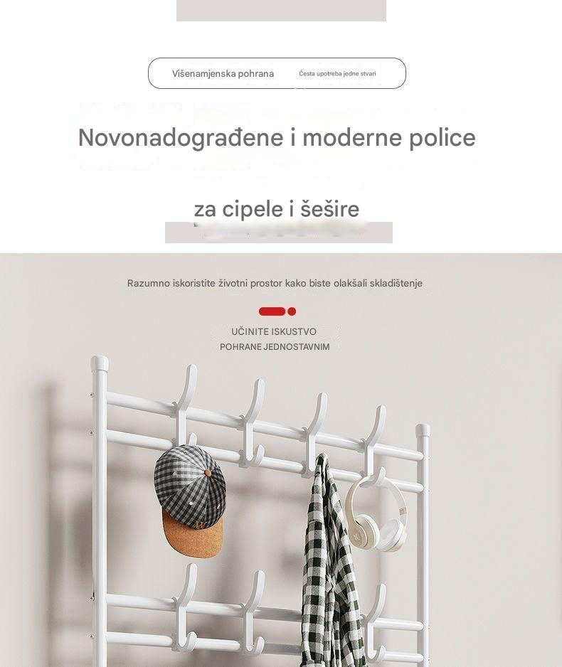 Laka Montaža Izdržljivi Plastični Višeslojni Stalak za Obuću sa Kukama za Kačenje - Podni Organizator za Skladištenje koji Štedi Prostor za Spavaću & Dnevnu Sobu, Čvrsta Polica za Obuću sa Gornjom Policom za Izlaganje, Nisu Potrebni Alati, Moderan Dizajn za Obuću, Šešire