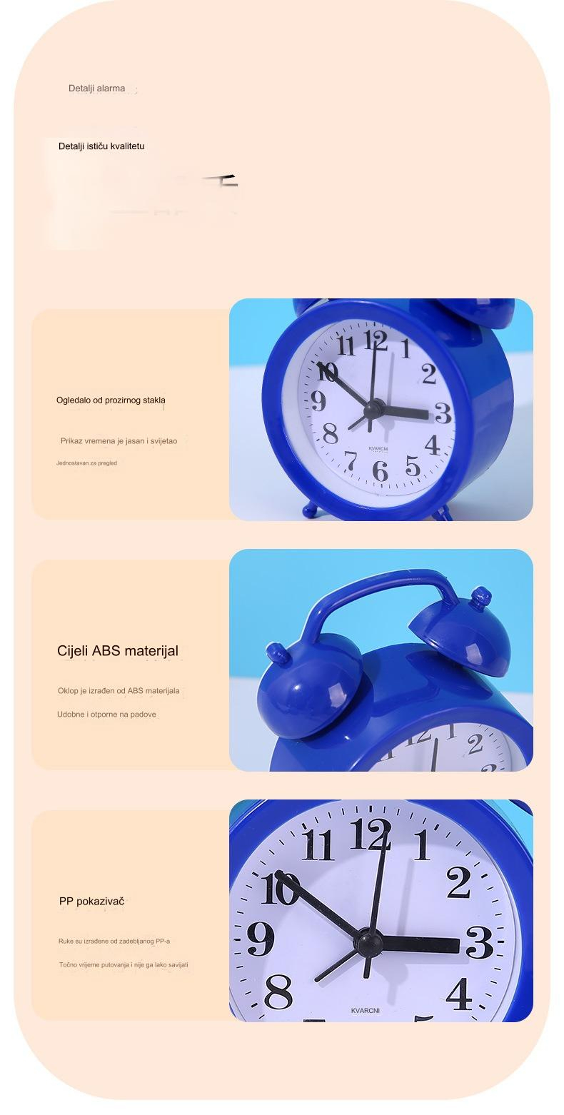 Simpatičan mali budilnik za učenike, stoni i noćni sat sa glasnim zvukom za savršeno jutro
