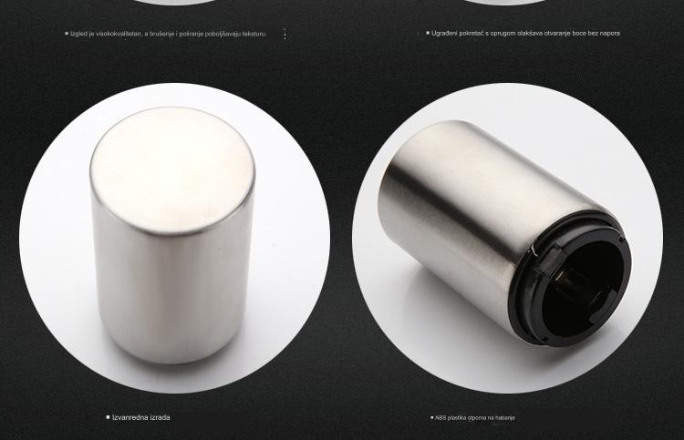 Otvarač za flaše od nerđajućeg čelika, teški multifunkcionalni, sa ergonomskom ručkom i mehanizmom poluge - Teški mehanizam poluge za lako otvaranje jednim dodirom, izdržljiv i higijenski dizajn za kuću, bar, kuhinju, kampovanje, žurke - Idealan za pivo