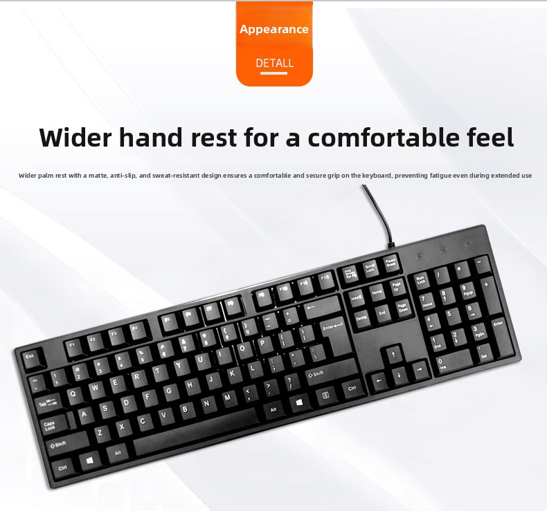 Uska Žična USB Tastatura za Poslovnu Kancelariju Kućnu Upotrebu Kompatibilna sa Desktop PC računarima, Ergonomski Dizajnirana Tastatura, Račuka Tastatura, Kompaktna Tastatura, Elegantan Dizajn, Izdržljive Tipke, Čvrsta Konstrukcija, USB Tipkanje